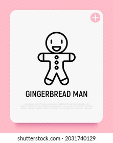 Gingerbread cookie thin line icon. Modern vector illustration of Christmas bakery.