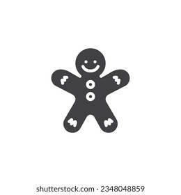 Gingerbread cookie vector icon. filled flat sign for mobile concept and web design. Gingerbread man glyph icon. Symbol, logo illustration. Vector graphics