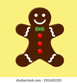 Gingerbread cookie. Vector illustration in flat style