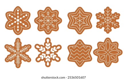  gingerbread, cookie, vector set, christmas food