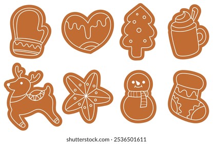  gingerbread, cookie, vector set, christmas food