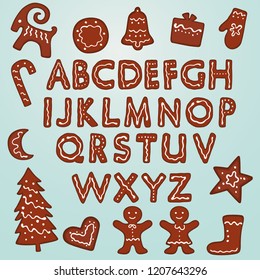 Gingerbread Cookies Alphabet and Figures
