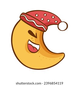 Galletitas de pan de jengibre luna de Navidad. Ilustración vectorial en fondo blanco