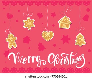gingerbread cookies christmas set vector illustration