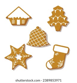 gingerbread cookies editable vector isolated on white background