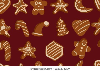Gingerbread cookies  hand drawn background for your design