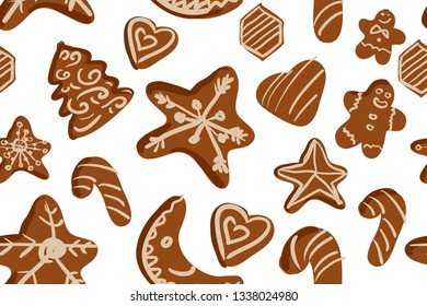 Gingerbread cookies  hand drawn background for your design