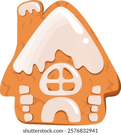 Gingerbread Cookies House Shape Illustration Isolated on White Background	