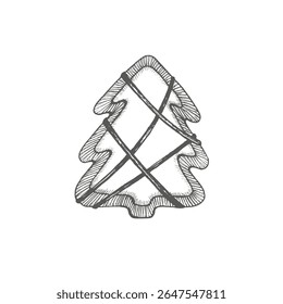 Gingerbread cookies with icing in shape of Christmas tree. Graphics illustration. Sweetness for Christmas packaging, New Year's composition, postcards, decoration, boxes with cookies.