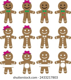 Gingerbread cookies, merry christmas, santa, christmas holiday, vector illustration file