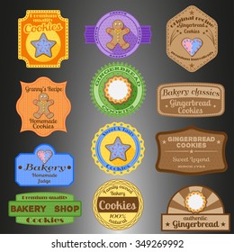 Gingerbread cookies multiple styles badges set