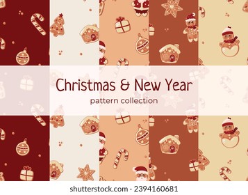 Gingerbread cookies pattern for christmas and new year holidays