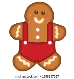 Gingerbread cookies with red clothes.