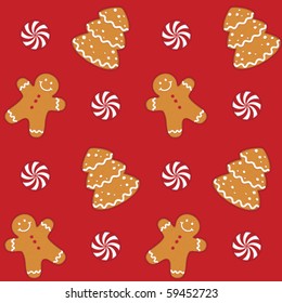 Gingerbread cookies seamless pattern