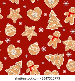 Biscoitos de gengibre padrão sem costura para fundo de Natal