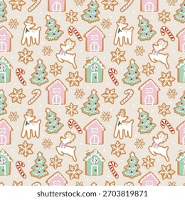 Biscoitos de biscoito de gengibre Arte vetorial de padrão contínuo