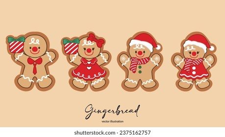 Gingerbread Cookies Set Vector Illustration 