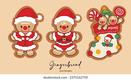 Gingerbread Cookies Set Vector Illustration 