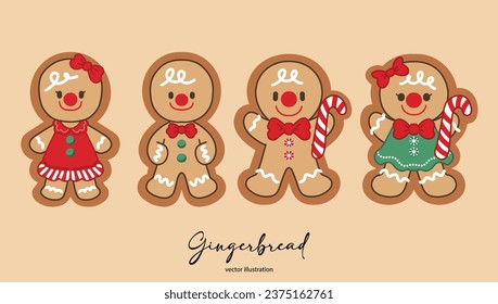 Gingerbread Cookies Set Vector Illustration 