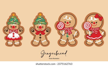 Gingerbread Cookies Set Vector Illustration 