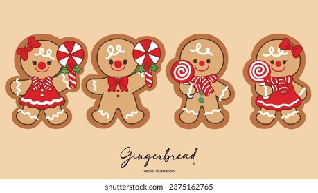 Gingerbread Cookies Set Vector Illustration 