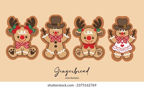 Gingerbread Cookies Set Vector Illustration 