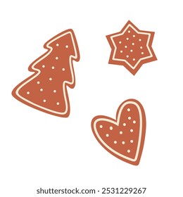 Gingerbread cookies in the shape of a Christmas tree. Vector illustration