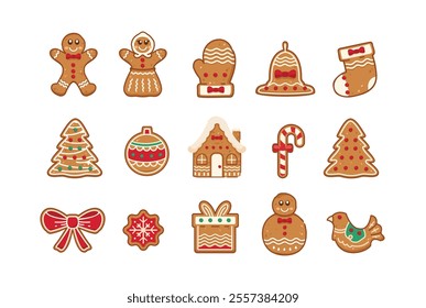 Gingerbread cookies shaped Christmas decoration icon, New Year decoration suitable for posters and web icons	