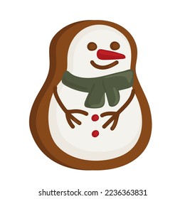 Gingerbread cookies snowman shape, Christmas holiday food	
