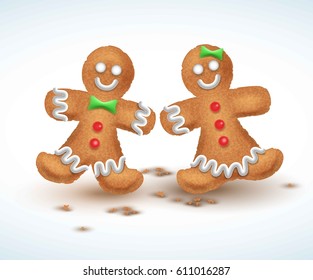 Gingerbread cookies. vector illustration for new year s day, christmas, winter holiday, cooking, new year s eve, food, silvester, etc