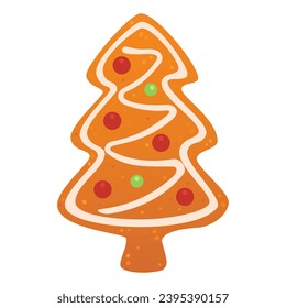 Gingerbread cookies. Winter homemade sweets xmas tree. Cartoon Vector illustration