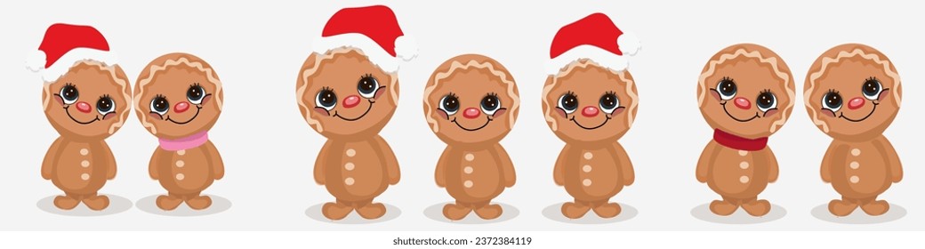 gingerbread cute characters christmas characters vector illustration couple gingerbread love kids illustration