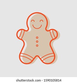 Gingerbread. Cute vector icon. Strokes are editable