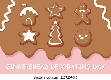 Gingerbread Decorating Day background. Vector design illustration.