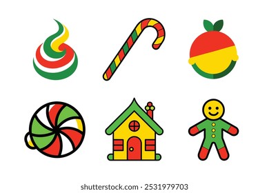  Gingerbread Delight Bundle Gingerbread Man Gingerbread House Candy Cane Icing Swirl Gumdrop Peppermint Candy Clipart Vector Illustration