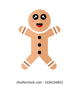 Gingerbread doll flat icon design vector illustration