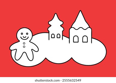 Gingerbread Dreams Christmas and New Year doodle icon.
