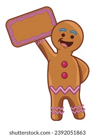 Gingerbread element of set in cartoon style. This vibrant illustration of Christmas gingerbread with lively palette create a whimsical scene that radiates holiday cheer. Vector illustration.