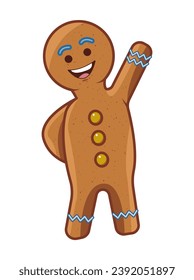 Gingerbread element of set in cartoon style. This delightful image brings Christmas gingerbread to life in a burst of colors and detail that carefully crafted. Vector illustration.