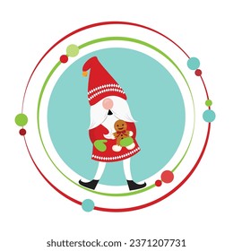 Gingerbread elf vector illustration holiday graphic icon