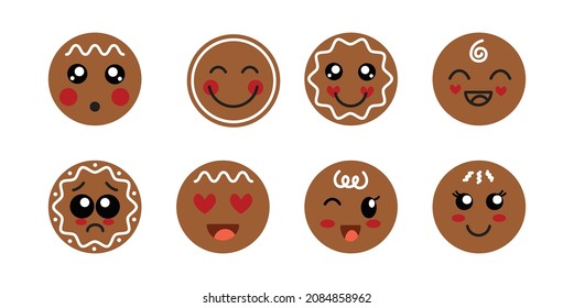 Gingerbread Face Set Bundle, Smiley and Fun