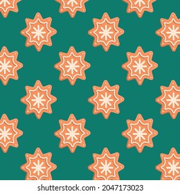 Gingerbread. Festive background with cookies. Vector illustration in flat style