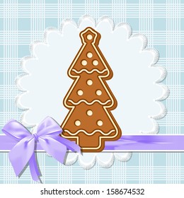 Gingerbread figure - Christmas tree. Blue cloth.