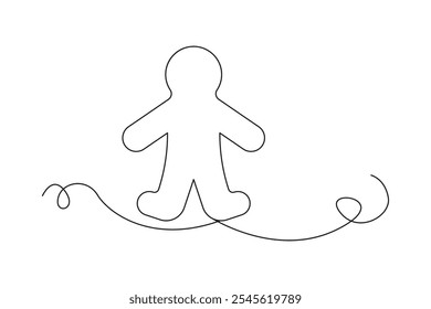 Gingerbread figure outline. Cookie person shape. Simple holiday icon. Vector illustration.