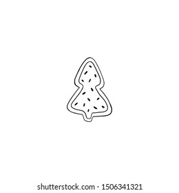 Gingerbread fir cookie vector. Christmas ginger cookie, sweet holiday dessert isolated on white background. 
