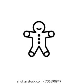 Gingerbread flat icon. Single high quality outline symbol of christmas for web design or mobile app. Thin line signs of holiday for design logo, visit card, etc. Outline logo of celebration