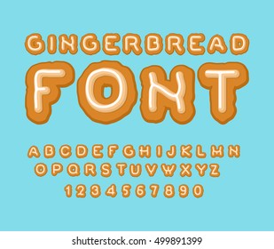 Gingerbread font. Christmas cookie Alphabet . Mint Cookies ABC. Baked letters. Edible typography. Food lettering
