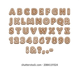 Gingerbread font Christmas cookies alphabet Ginger cookie letters and numbers Holidays monogram