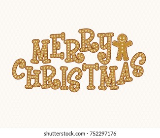 Gingerbread Font. Merry Christmas. Gingerbread man, Christmas cookies. Vector illustration EPS10. 