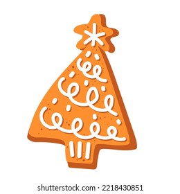 gingerbread in the form of a Christmas tree with white icing